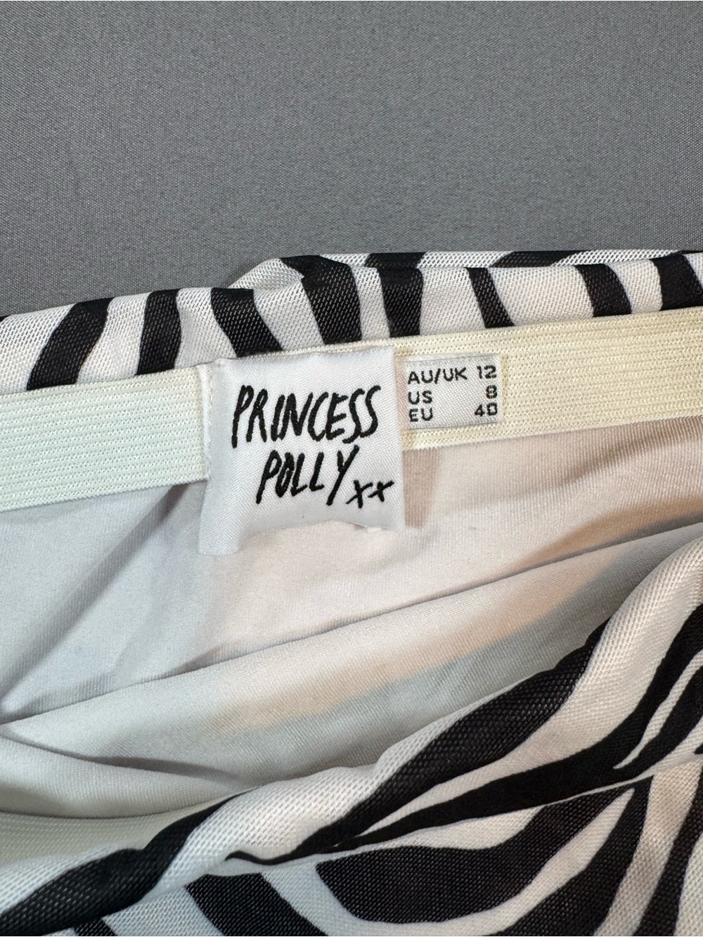 Princess Polly Black & White Zebra Strapless Ruched Side Crop Top - Picture 3 of 6